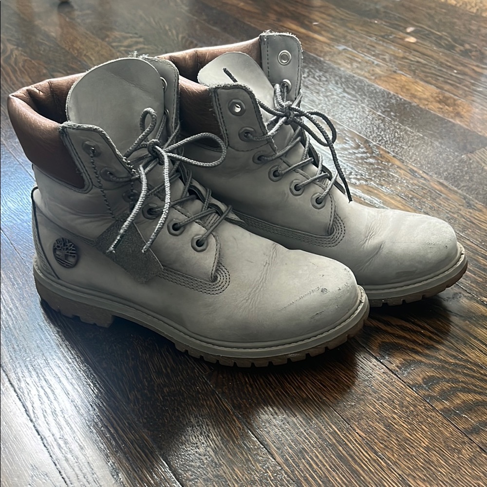 Timberland gray boots with copper cuff